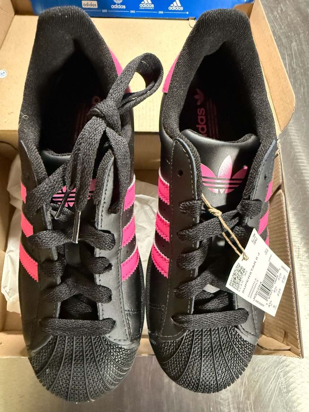 Adidas Superstar II J Black and Pink Sneakers Size 5 US